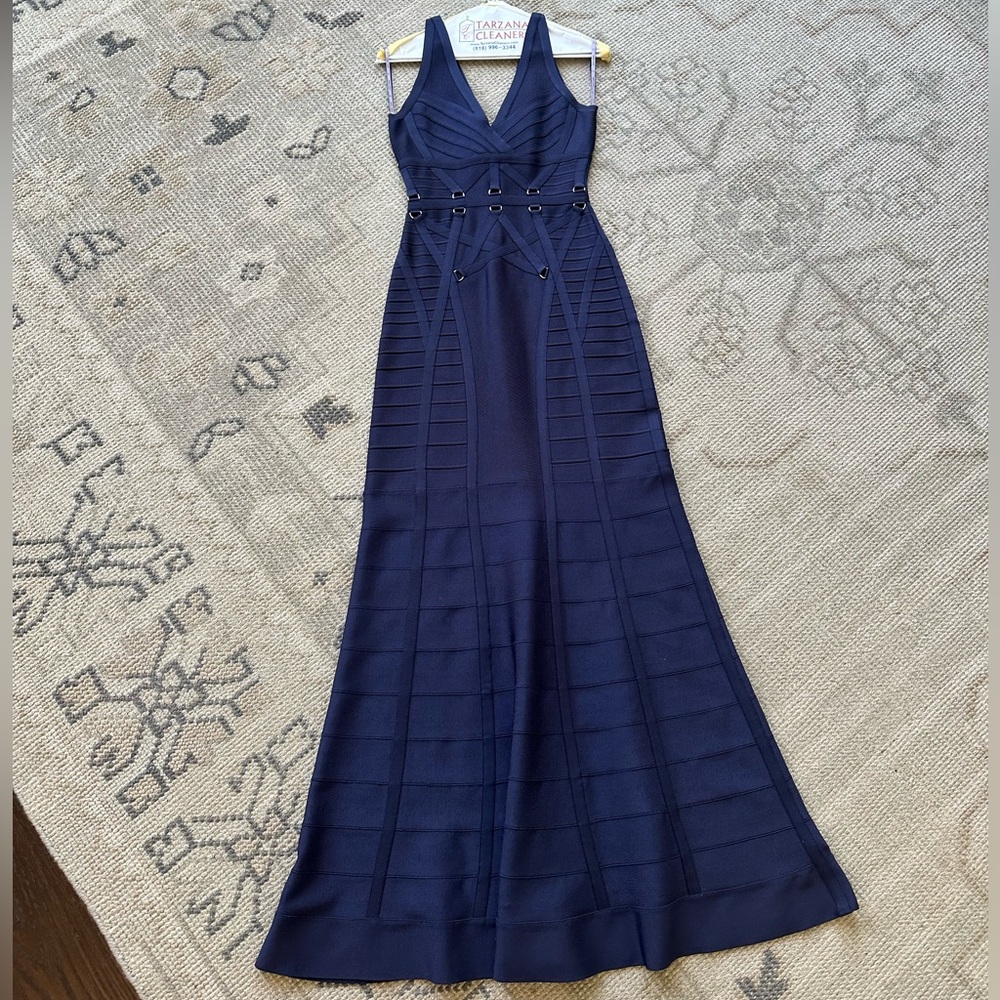 Herve Leger Navy Blue Evening Gown size Small